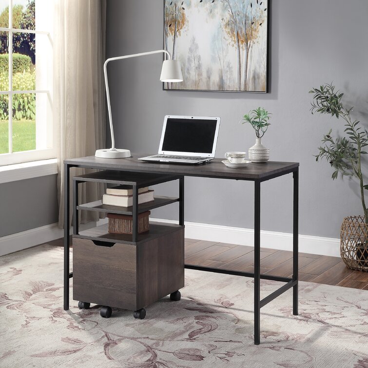 Hydle Desk Ebern Designs Color: Black/White