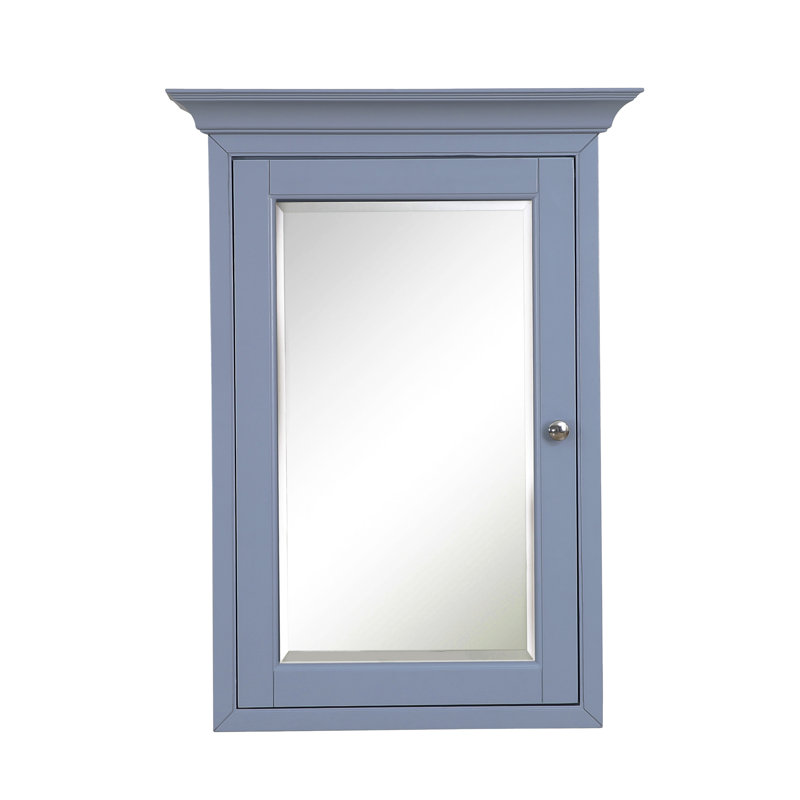 Bernardsville 24.25'' W 33'' H Surface Framed Medicine Cabinet Mirror 3 Adjustable, Powder Blue