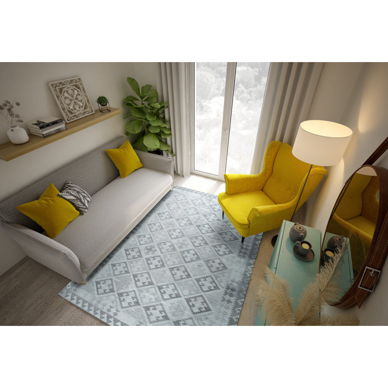 Shouko Gray Flatweave Wool Area Rug, Rectangle 9' x 12'