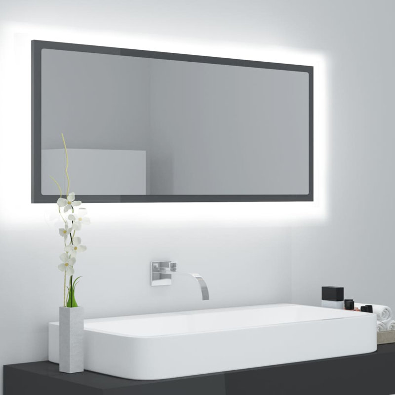 Aubarta LED Bathroom Mirror Acrylic, Concrete Grey, 37cm H x 100cm W