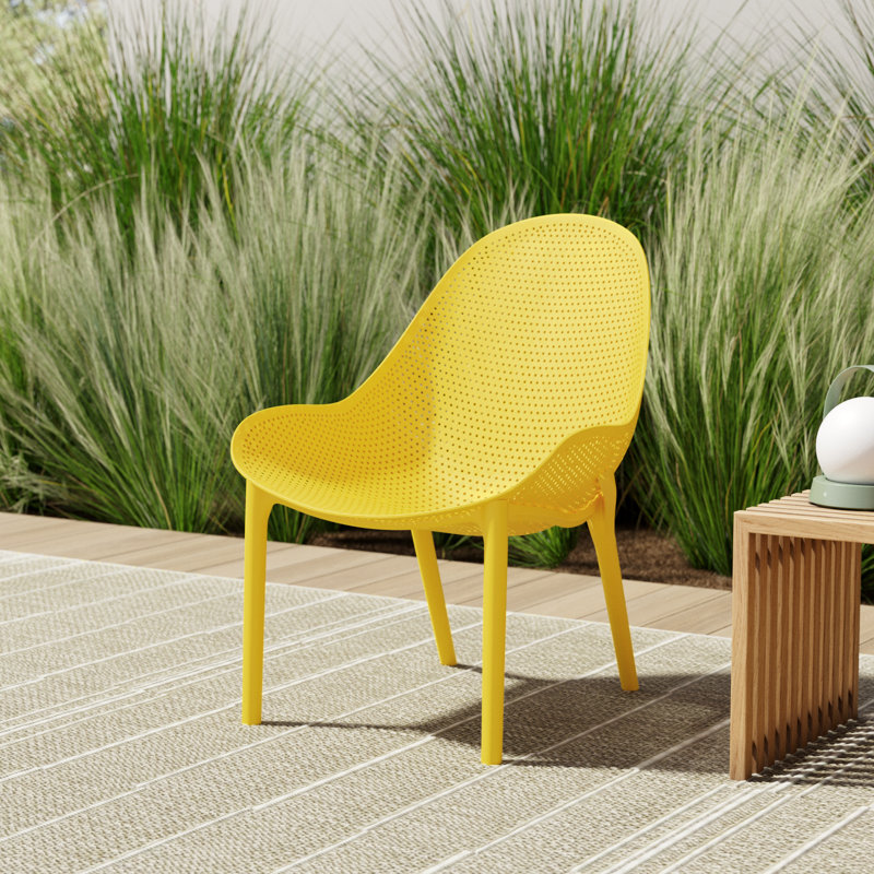 Farrah Outdoor Armless Lounge Chair, Yellow