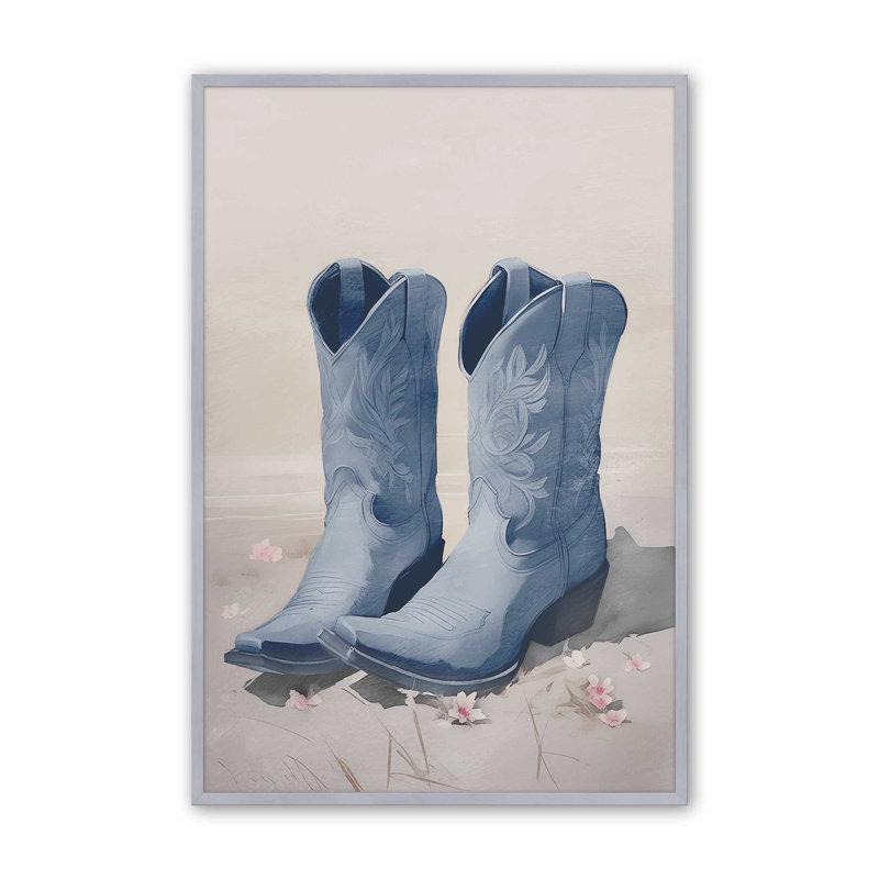 «Cowboy Essentials» en bleu avec imprimé I, H 17,25 po x l 13,25 po, Chrome poli