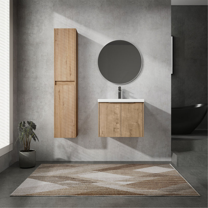 Meuble-lavabo mural avec rangement spacieux et attrait élégant, 24"