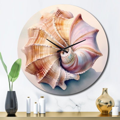 Coastal Seashell II Metal Wall Clock