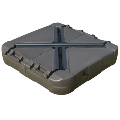 Base de parasol en porte-à-faux carré Outsunny avec 4 roulettes pour un déplacement facile, poids du support de parasol robuste, sable d'une capacité de 330 lb ou eau d'une capacité de 249 lb