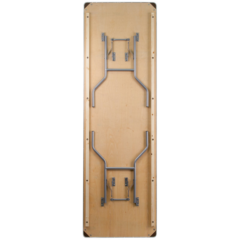 8-Foot Rectangular Birchwood Folding Banquet Table with Metal Frame
