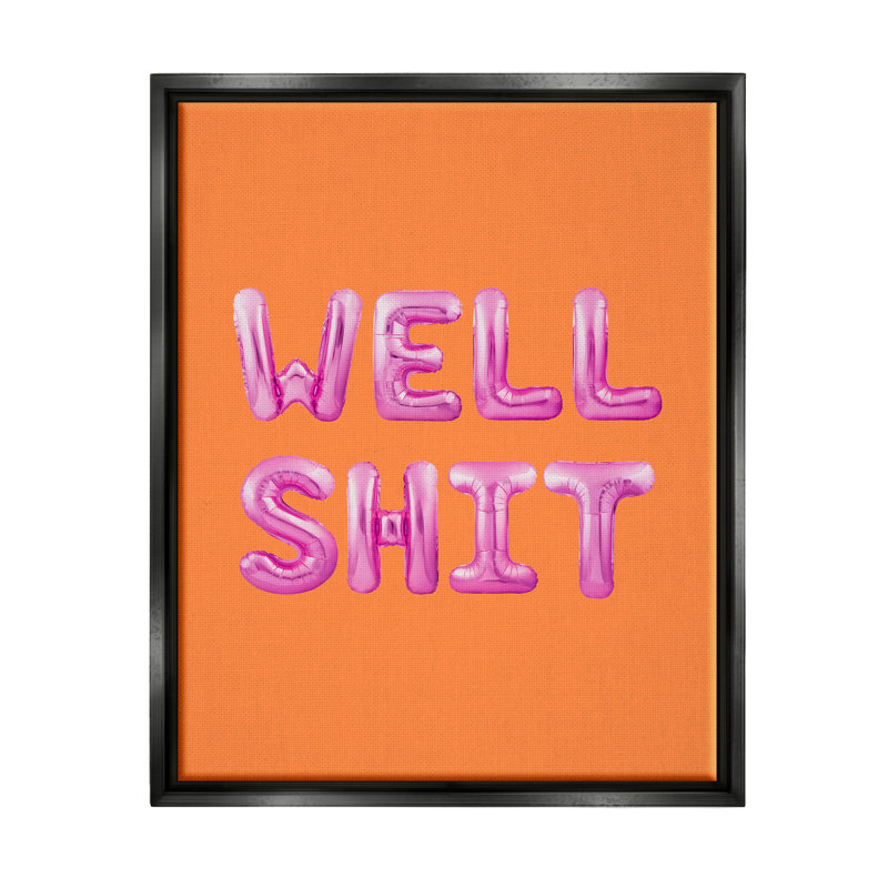 Cadre flottant Well Sh * t orange et rose par House of Lulu, Cadre flottant noir de jais, H 31 po x l 25 po x P 1,7 po