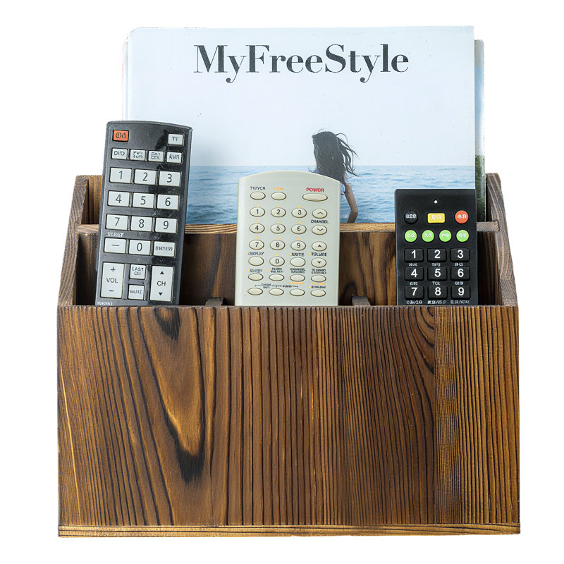 Porte-télécommande en bois massif avec fente pour magazine