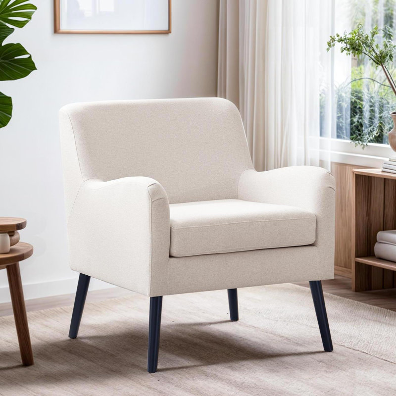 Edyce Upholstered Accent Chair, Beige Polyester
