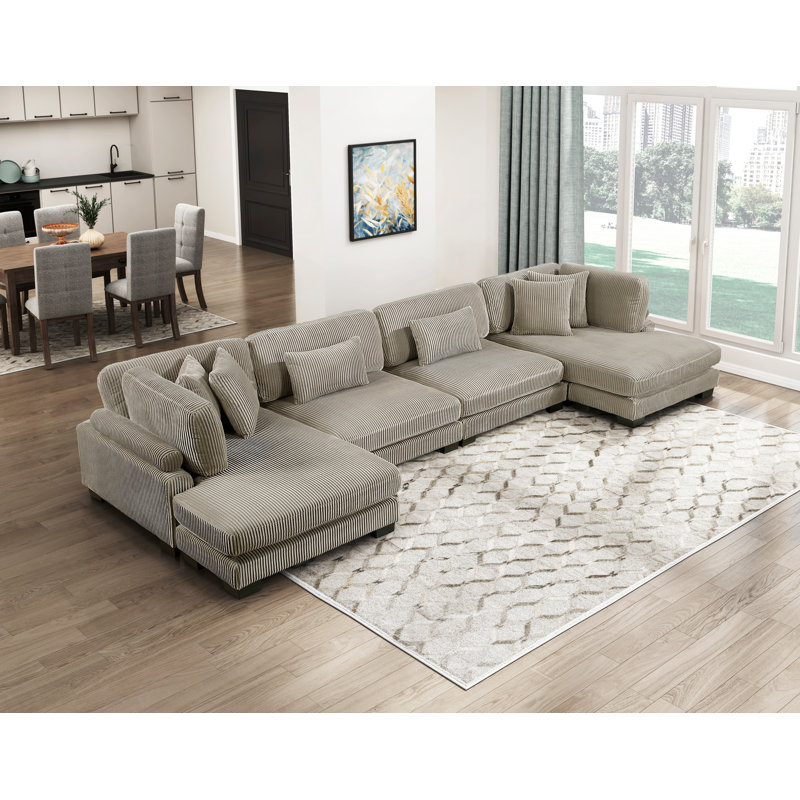 Canapé modulaire en U 4 pièces Olsen, Taupe Corduroy