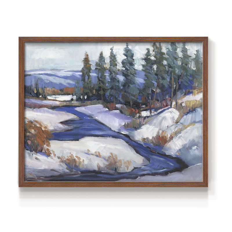 «First Snow I», reproduction encadrée, Noyer, H 22 po x l 28 po