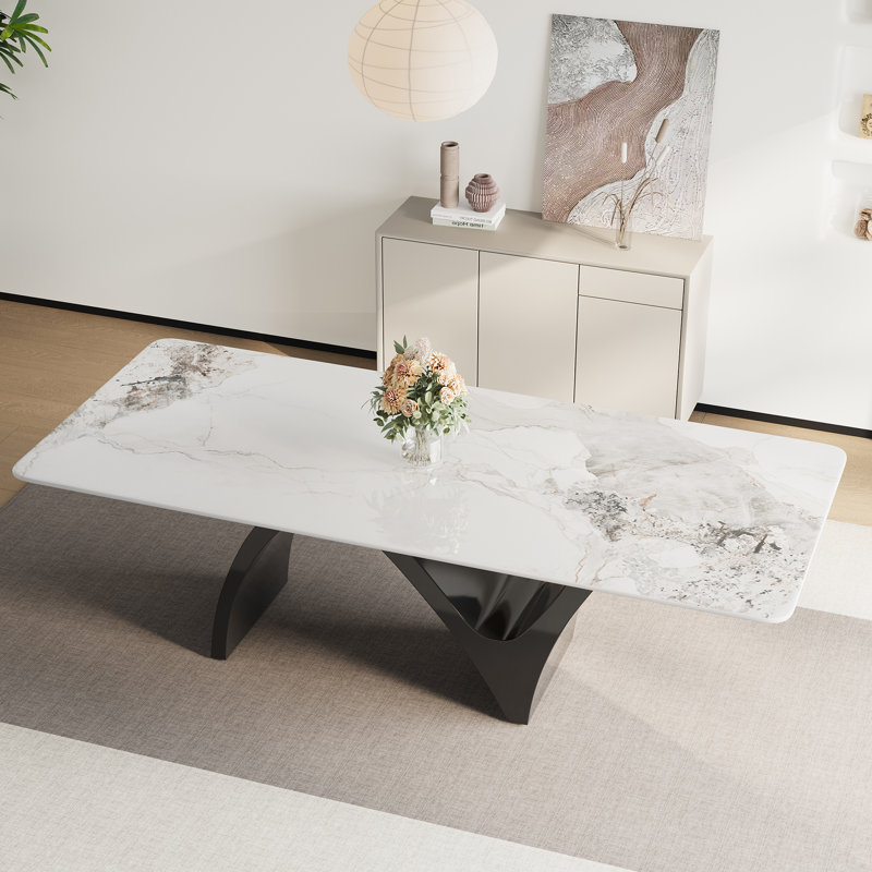 86" Modern Dining Table Set With 8 Dining Chairs, 29.53" H x 86.6" W x 39.37" D, 9 Pieces: Table, 8 Chairs