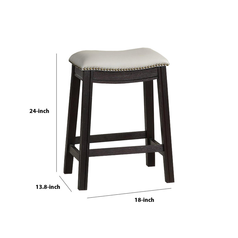 Adjustable Gray Leather Swivel Saddle Counter Stool Set of 2