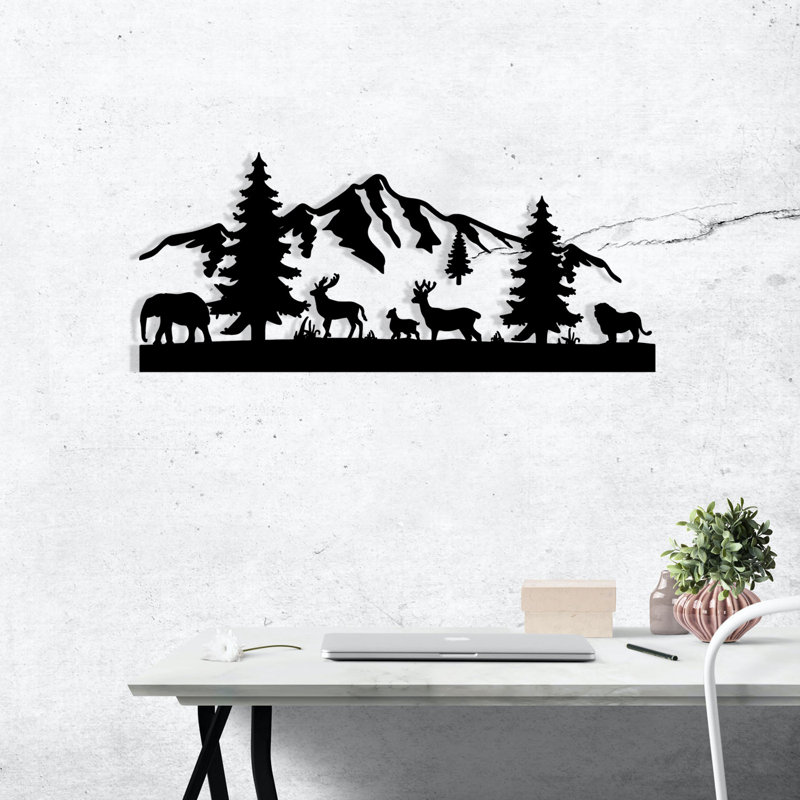 Superbe accessoire mural décoratif en métal noir, 27,6 po x 11,8 po | 100% métal durable, épaisseur: 0,05 pouce | Parfait pour la décoration intérieure, l'esthétique moderne et le style unique