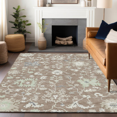 Tapis taupe Xhevrie intérieur / extérieur lavable à la machine