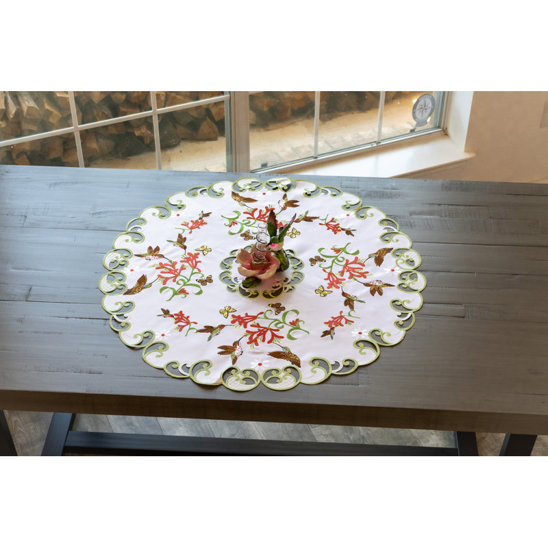 Decorative Round Table Topper With Hummingbirds (34" Round)