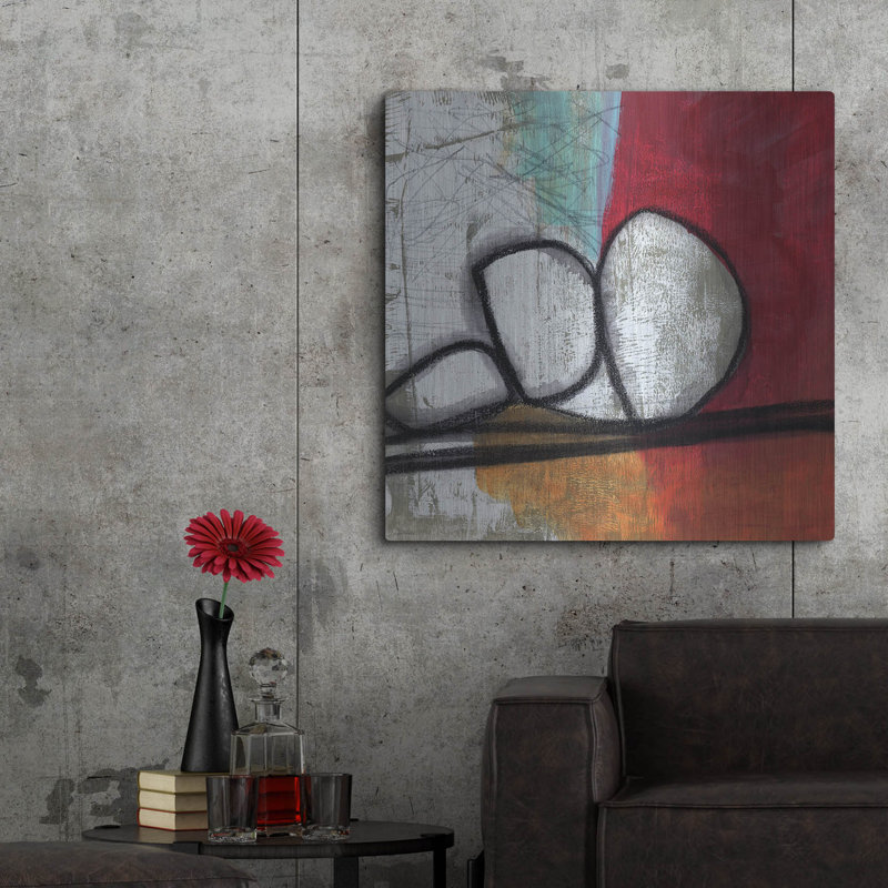 Latitude Run® «Red Abstract» par Linda Woods, art mural en métal, 12 po x 12 po, H 36 po x l 36 po
