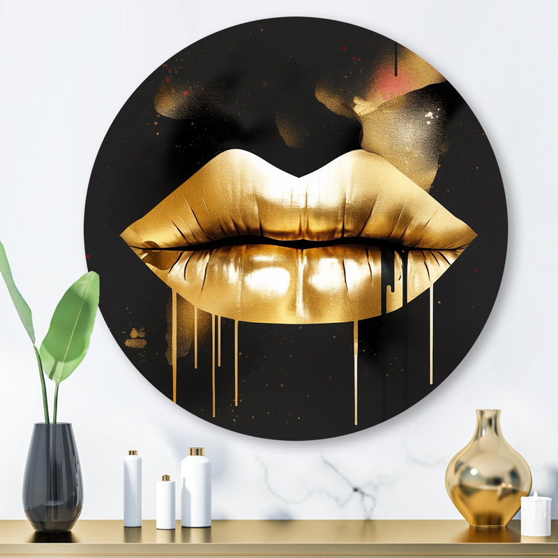 Marielly Gold Lips Of Luxury II, H 29 po x l 29 po x P 1 po