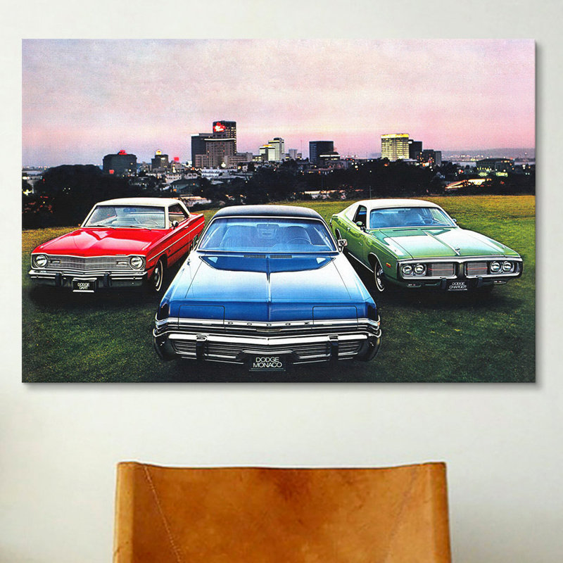 «Dodge Monaco, charger, fléchette» par Lyall, reproduction de photo sur toile, H 12 po x l 18 po x P 1,5 po, Toile tendue