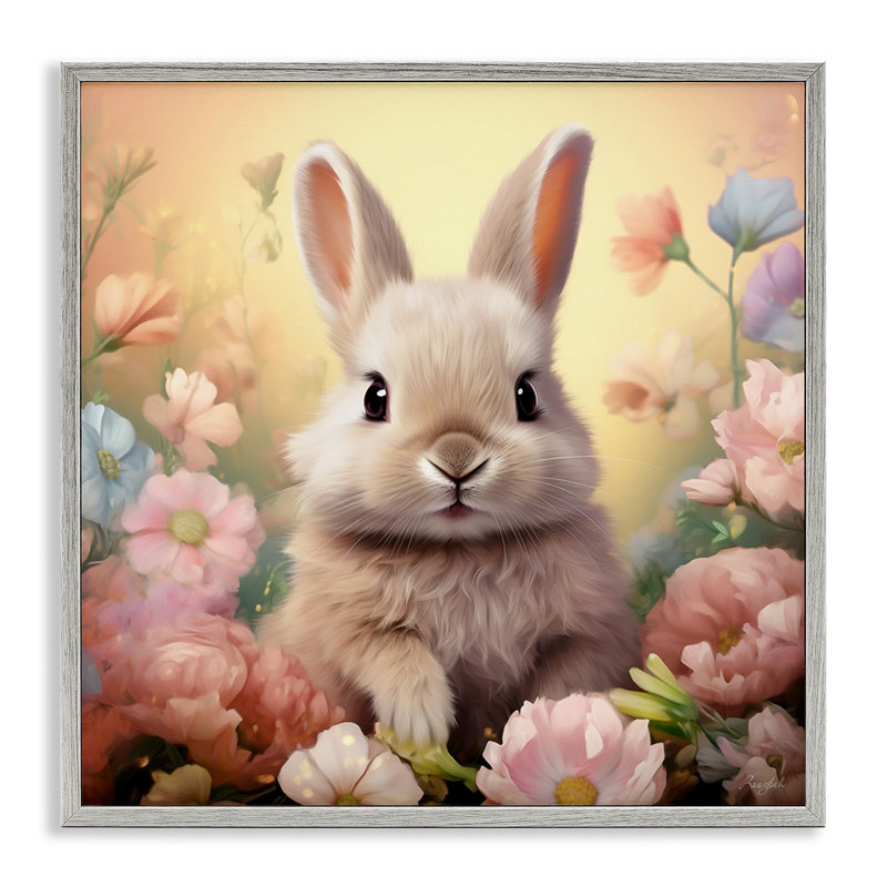 Az-130-Lapin encadré dans un pré par Roozbeh, Estampe numérique Farmhouse, H 24 po x l 24 po x P 1,5 po