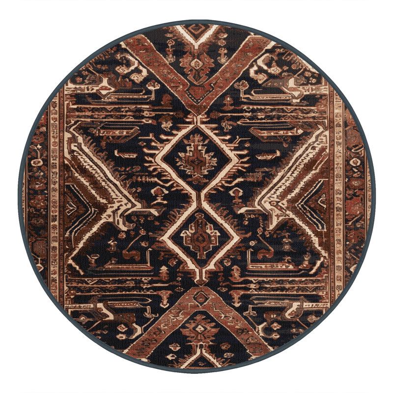 Tapis brun lavable à la machine, Rond 4 pi