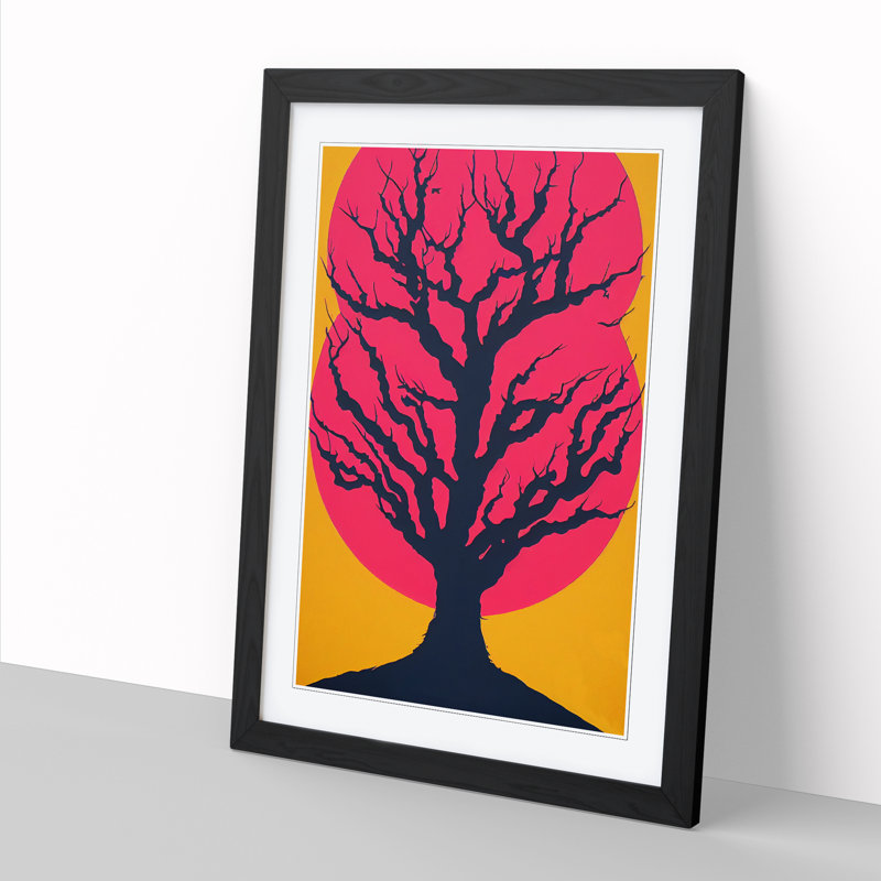 FRM-V0523-1869X Plum Tree Art - Picture Frame Print, Black, 46cm H x 34cm W x 2cm D