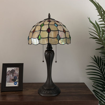 Lampe de table Hadria Tiffany style haricots de cristal en verre coloré or ampoules DEL incluses H22 "W12"