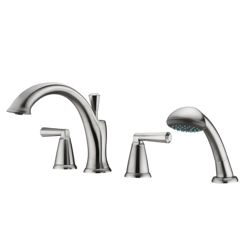 Z Collection Two-Handle Deck-Mount 8.0 gpm Roman Tub Faucet with Pull-Out Hand Shower & Rough-In Valve - Brushed Nickel