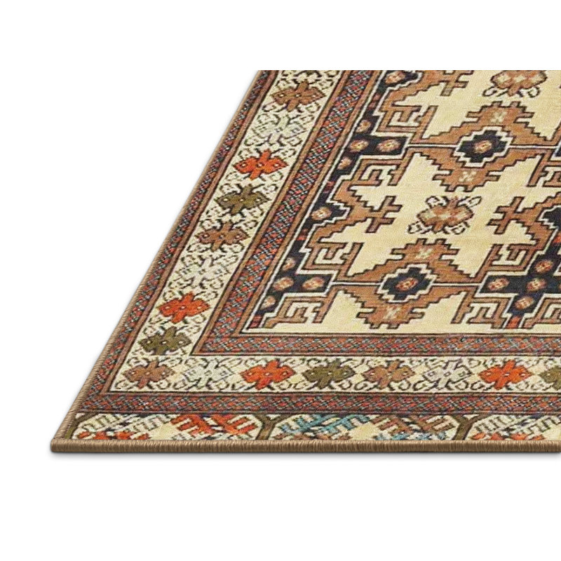 Tapis traditionnel beige/vert area, Rectangle 5 pi x 7 pi