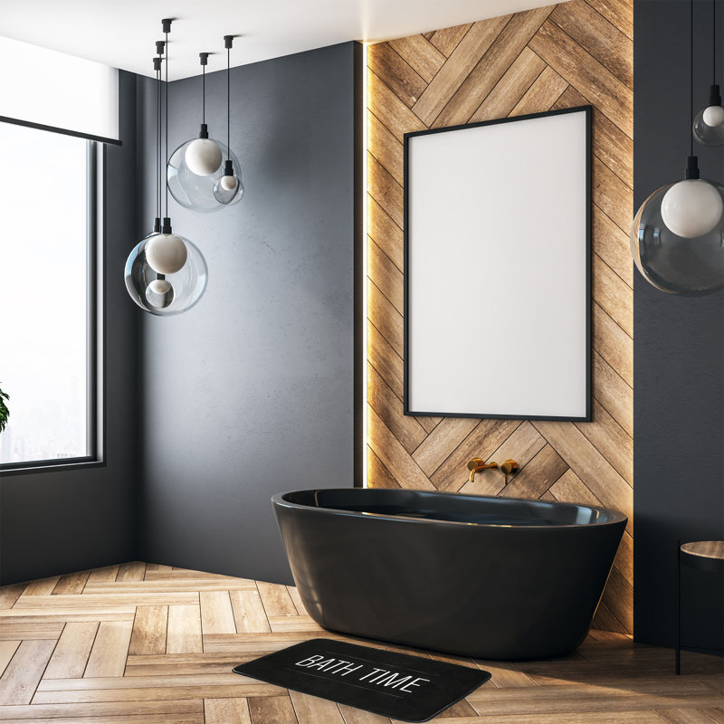 Tapis de bain en microfibre antidérapant Bath Time - 30 po x 18 po, Noir