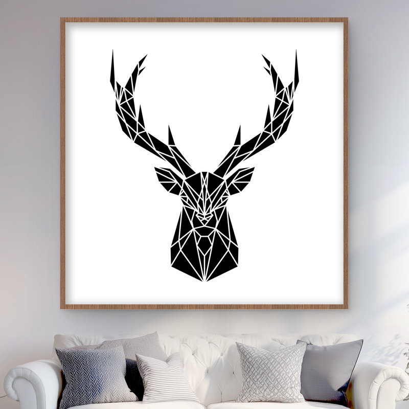 Tête de cerf géométrique - décor de bureau encadré minimaliste