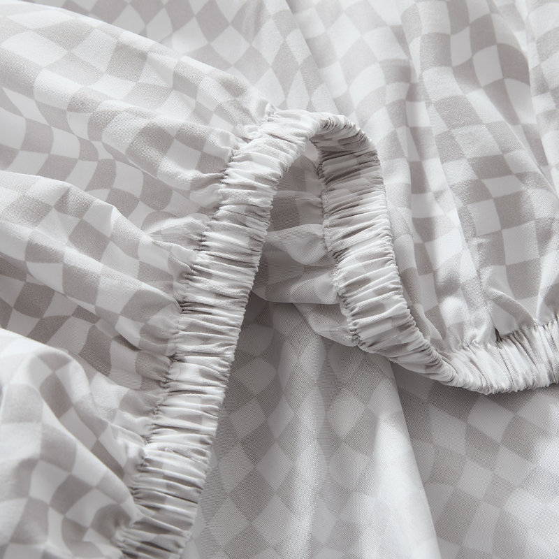 Circus Wavy Checks Light Gray Sheet Set, Twin Extra Long Sheet Set with 3 Additional Pieces