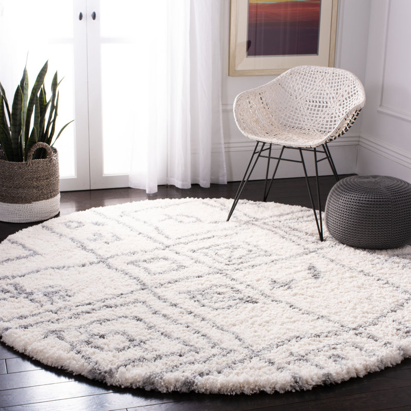 Almaden Shag 800 Performance Geometric Rug, Round 6'7"