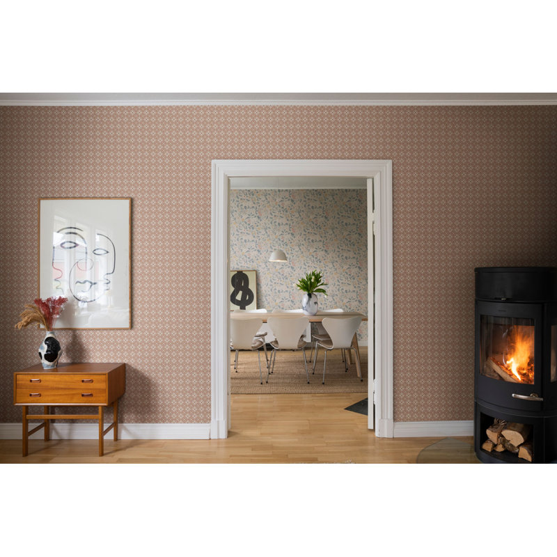 Rouleau de papier peint L 33 pi x l 20,8 po Huset I Solen Lyckan, Cuivre