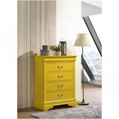 Commode 4 tiroirs, jaune