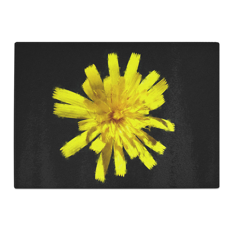 Yellow Flower Painting Chopping Board, 0.4cm H x 20cm W x 28.5cm L
