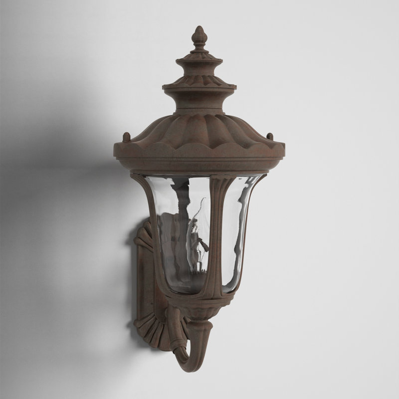 Lanterne murale d'extérieur 4 lumières Arelene, Bronze impérial, Ambre