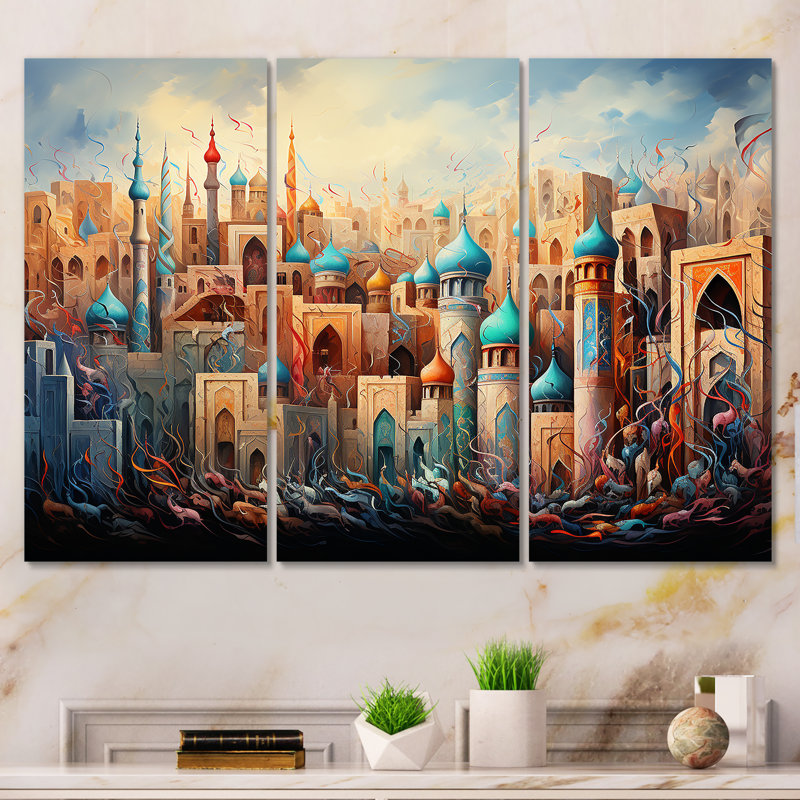 «L'appel de l'islam à la prière», art mural, H 28 po x l 36 po, Toile tendue