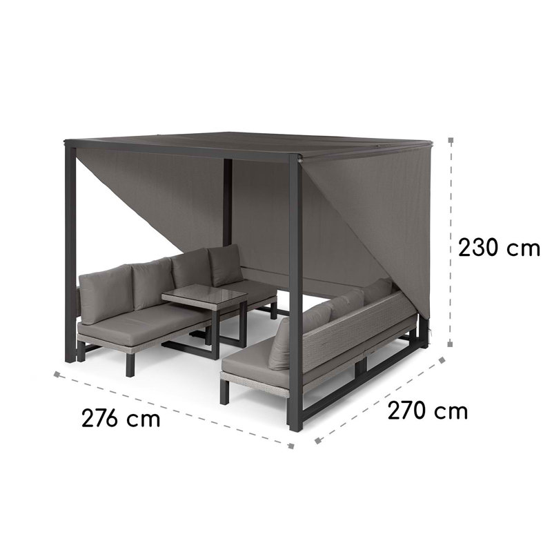 8 - Person Patio Dining Set with Rectangular Table , Cushions Included, Grey