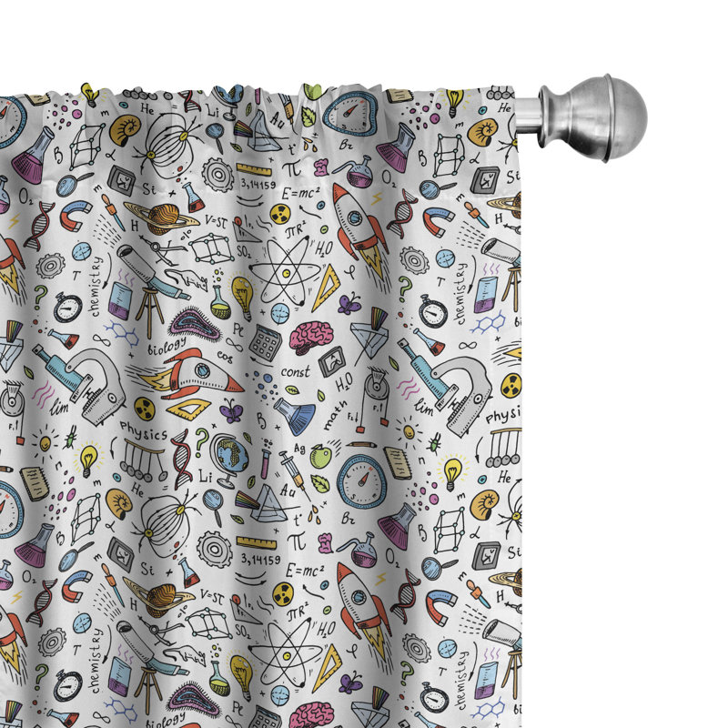 Educational Semi-Sheer Rod Pocket Curtain Panels, 28" x 84"