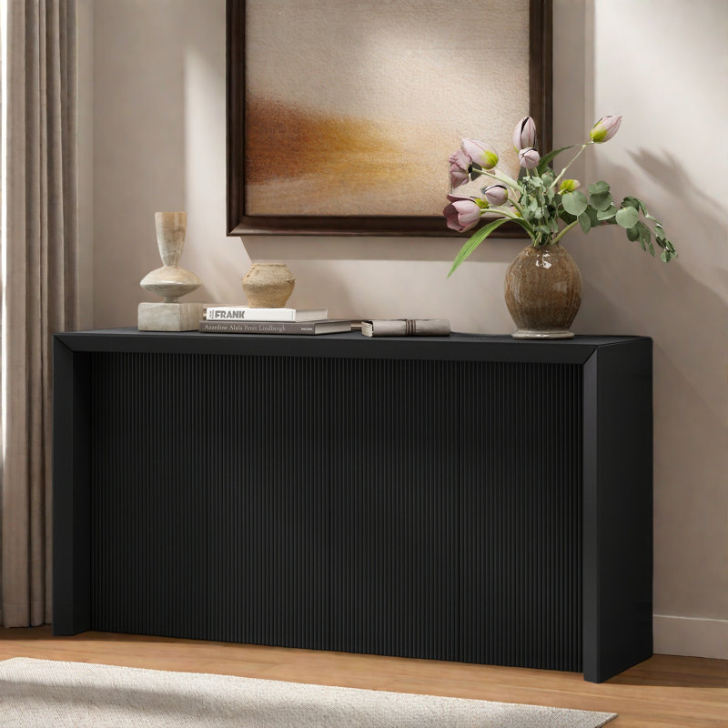 Console avec lignes simples et panneau arrière, Noir
