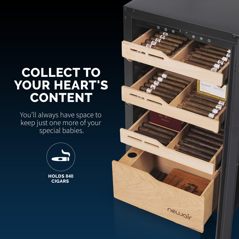 NewAir Black Electric Cigar Humidor with Cedar Drawers