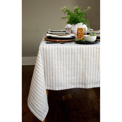Amalfi Stripe - 100% Pure Linen Tablecloth