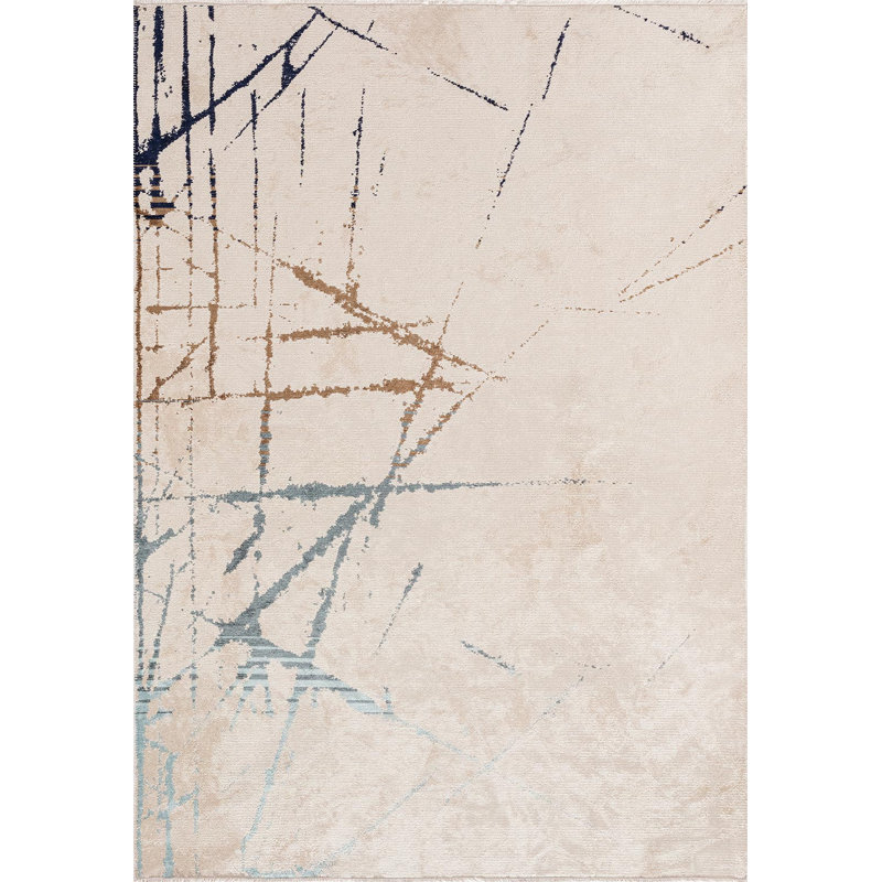 Tapis moderne à lignes abstraites délavées, Rectangle 6 pi 7 po x 9 pi 10 po