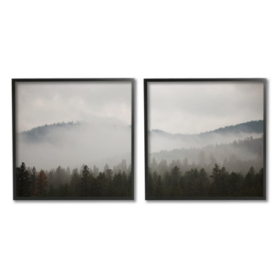 " Quiet Foggy Mountain Forest Nature Landscape " 2 Piece Art Color Photography Print