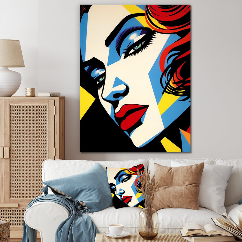 Portrait de femme rétro Pop Art I, H 44 po x l 34 po x P 1,5 po, Toile tendue