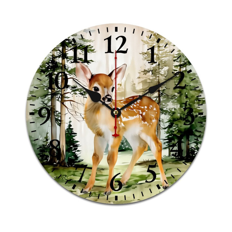 Horloge murale 12 po x 12 po, fauve ronde, pour chambre d'enfant