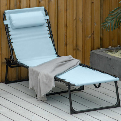 Méridienne d'extérieur - Piscine pliante avec 4 sièges réglables et respirants en filet et en élastique, coussin, bleu, l 22,75 po