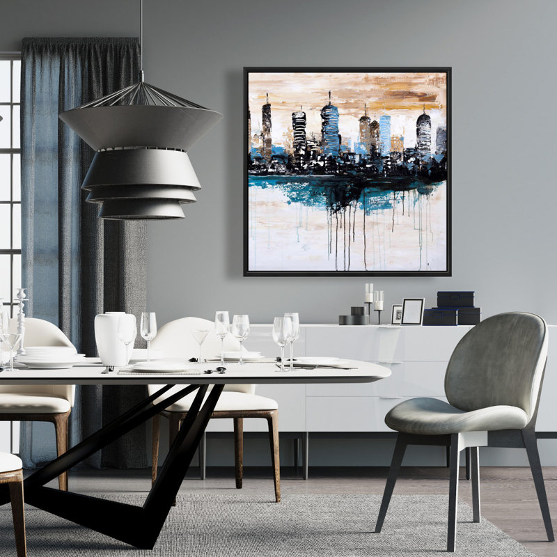 Bâtiments à l'horizon, impression sur toile
