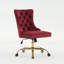 Chaise de bureau moderne capitonnée en velours capitonné avec base en métal doré, réglable et pivotante pour la maison ou le travail